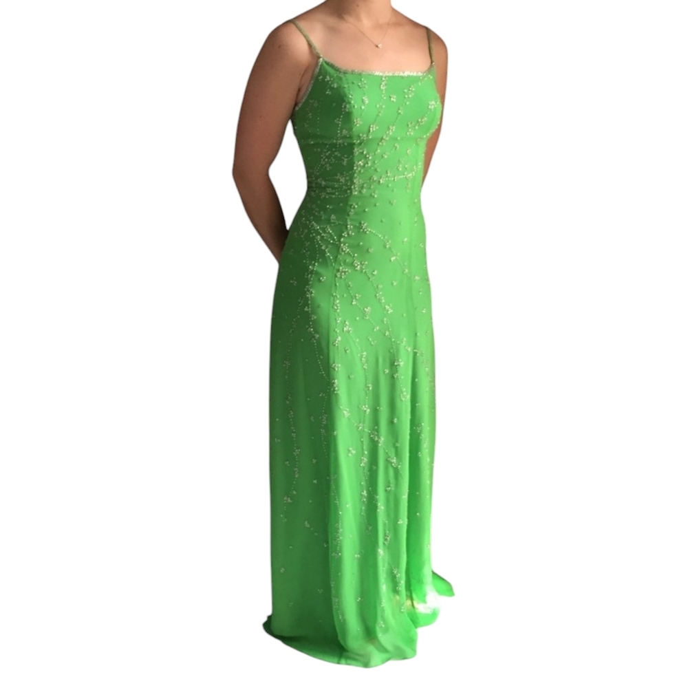 Tiffany Designs Green Sequin Backless Gown for Prom